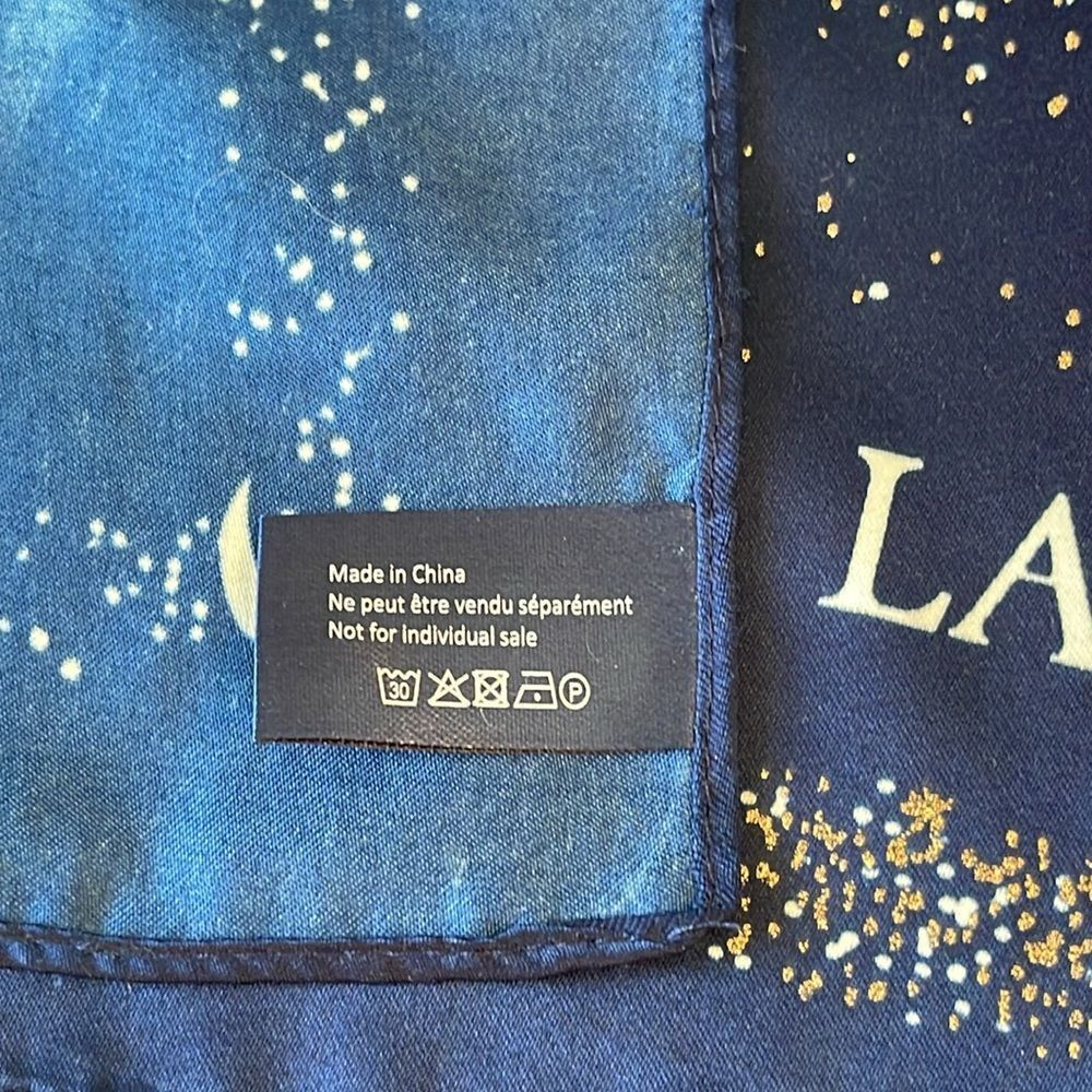 Lancôme Paris Blue Silky - Polyester Square Scarf Stars & Moon Galaxy Milky Way - Picture 3 of 16